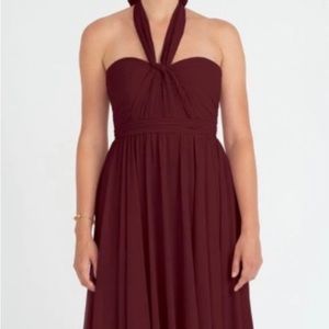 Jenny Yoo Mira Convertible strapless chiffon gown. Hibiscus, Size 4.